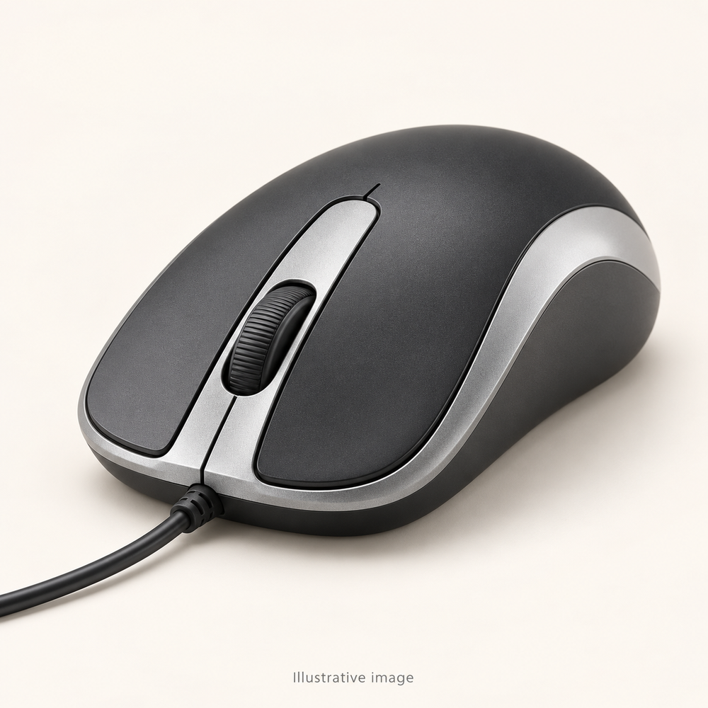 Illustrative design render of Click — Wired Optical Mouse; actual product may differ.