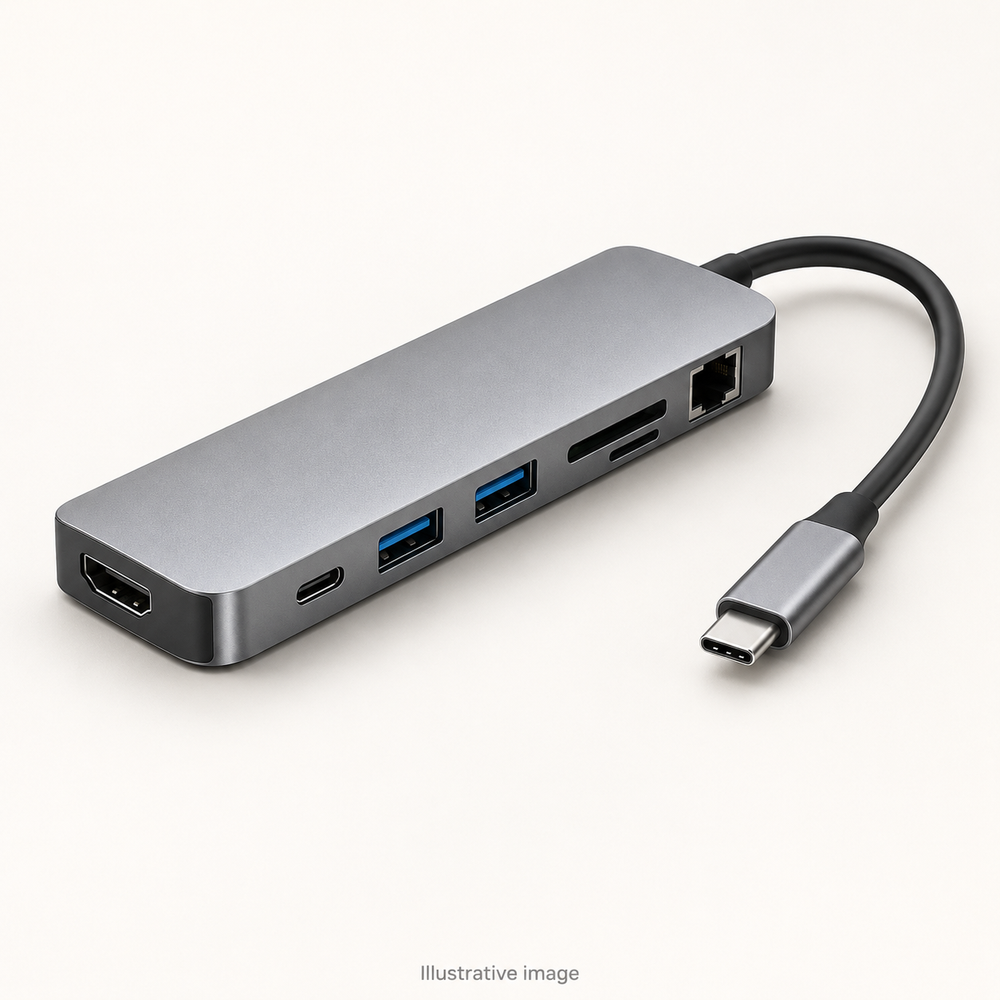 Illustrative design render of Connect 9 — Desktop USB-C Hub; actual product may differ.