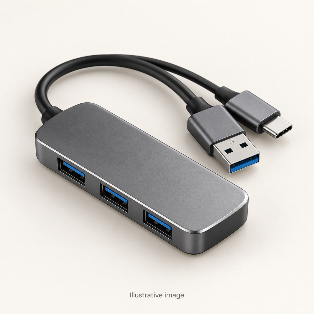 Illustrative design render of Connect Dual — Dual-Plug USB Hub; actual product may differ.