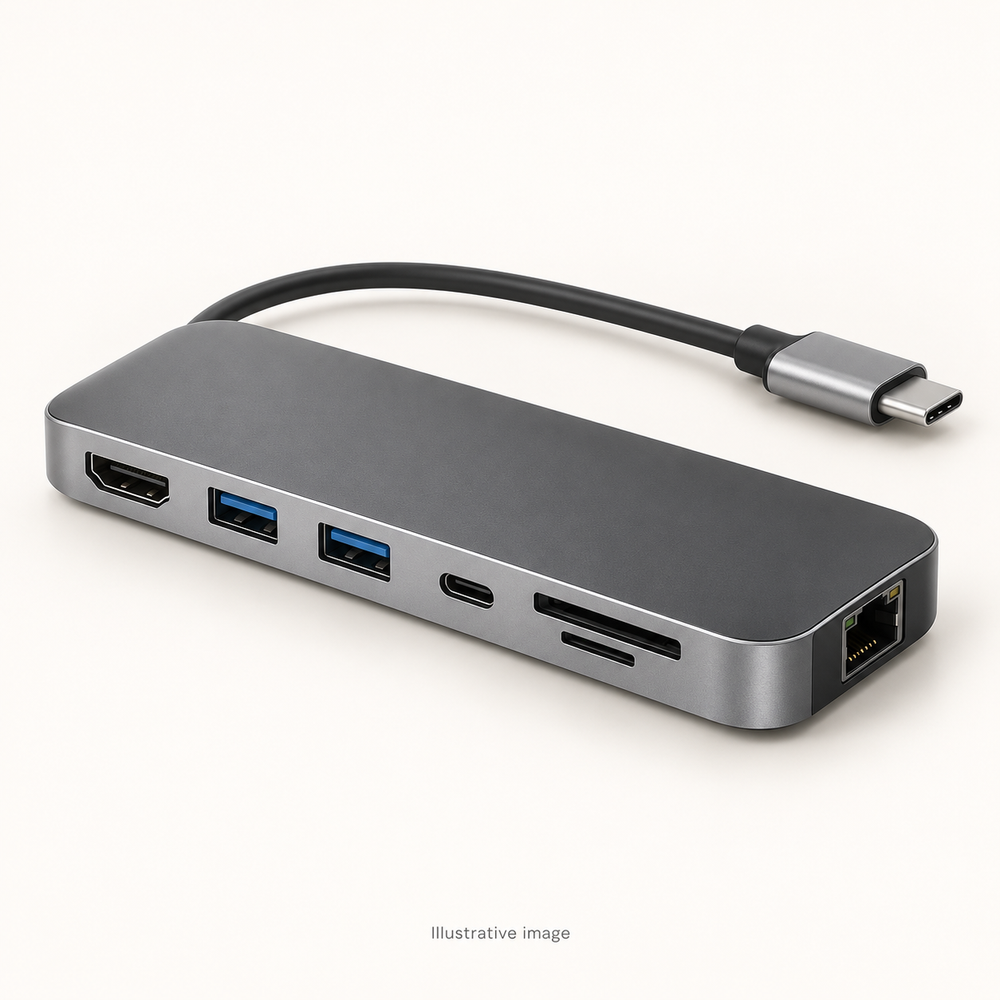 Illustrative design render of Dock View — Desktop Multiport Dock; actual product may differ.