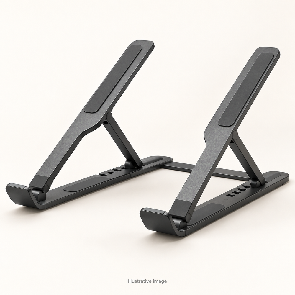 Illustrative design render of Fold Lite portable laptop stand; actual product may differ.
