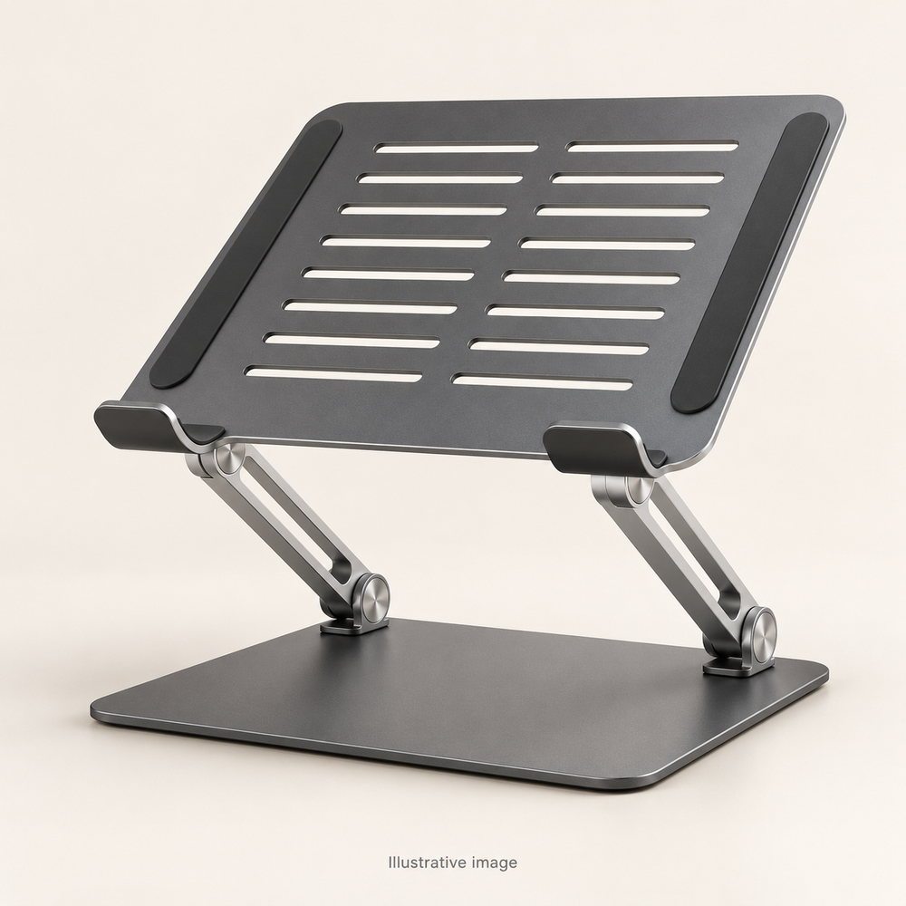 Illustrative design render of Lift Slim — Adjustable Desk Laptop Stand; actual product may differ.