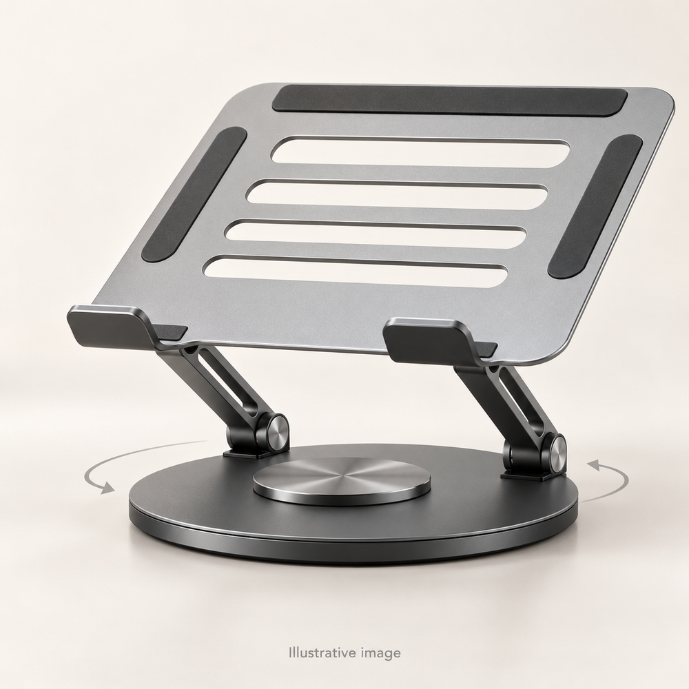 Illustrative design render of Swivel — Rotating Laptop Stand; actual product may differ.